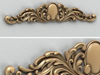 Carved decor horizontal 002 3D model