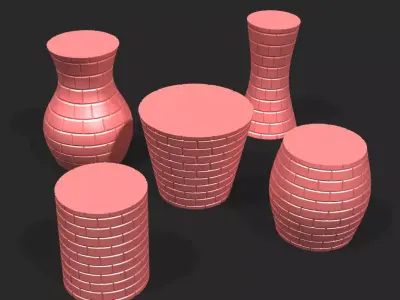 Cups and vases - brick surface 3D print model