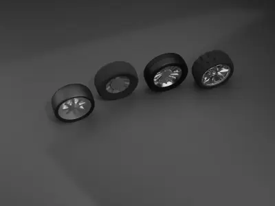 4 different tyres 3D model