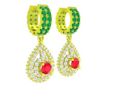 A5671 Luxury Diamond Earrings 3D Model 3D print model