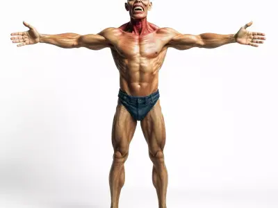 Muscular Zombie Character Model Pack Low-poly 3D model