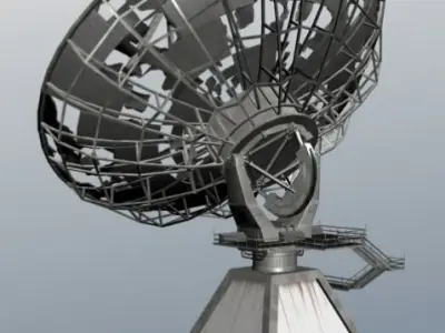 damaged satellite Low-poly 3D model