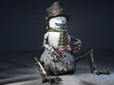 Snowman Low-poly 3D model