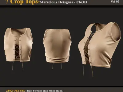 7 Crop Tops -MD-CLo3D -ZPRJ - FBX - OBJ 3D model