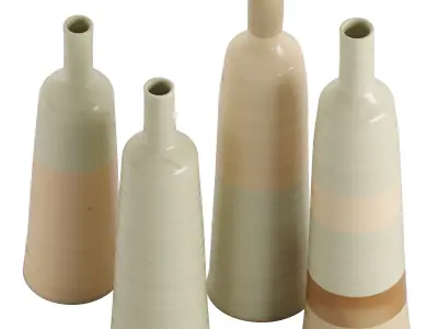 Handmade Ceramic Tall Vase Set 3D model