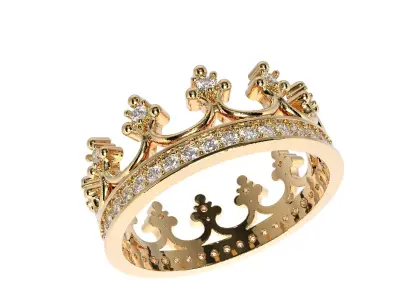 Crown ring with  diamonds 3D print model