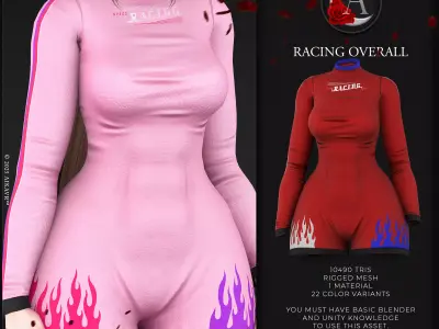 RACING BODYSUIT OVERALL Low-poly 3D model