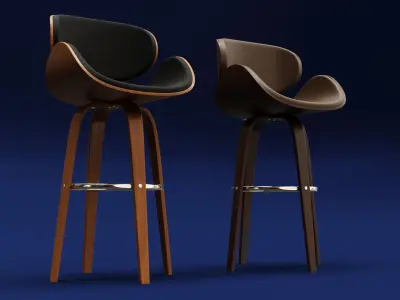 Modern Wood Stool 3D model