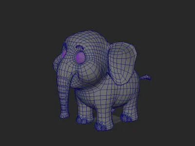 3D Elephant Cute Cartoon 3D Model with Animations Low-poly 3D model