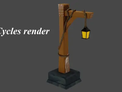 Medieval street lamp Free low-poly 3D model