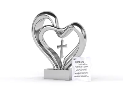 Double Heart Wedding Cross 3D model purchase
