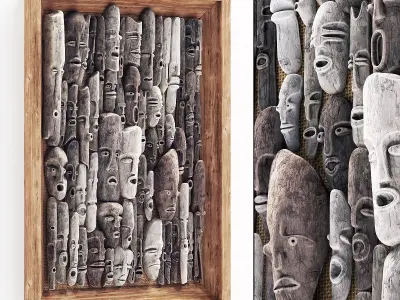 Wood faces panel decor n1 3D model