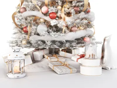 Set of Christmas tree and decorative elements 3D model