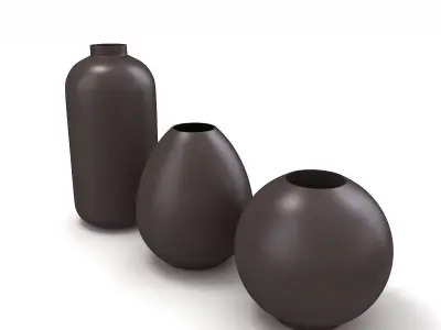 Ceramic Flower Vase Set 3D model