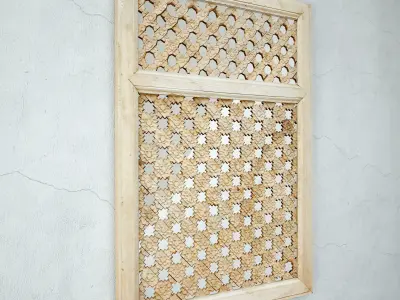 19th Century Moorish Star Carved Window Mirror 3D model