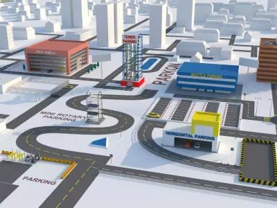 Car parking animation 3D model