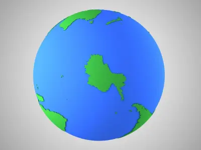 Globe Solid Color Green Blue 3D model