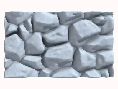 Cracked Stone Wall Segment 3D model