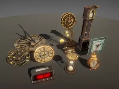 Clocks pack Low-poly 3D model