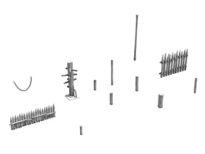 Game Wood Pile - Wooden Pile - Fence 3D model