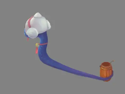 Cartoon blue snake - Baby snake Low-poly 3D model