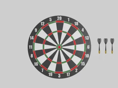 Darts dart board and 3D model