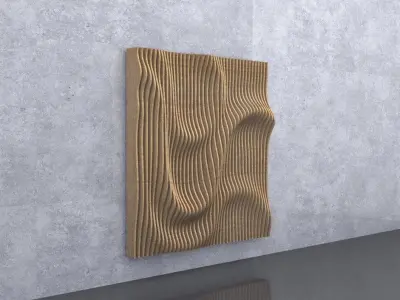 Parametric 3 Waves Wooden Panels with Grasshopper 3D model