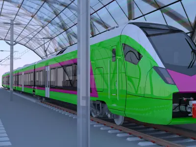 Station with Stadler Flirt 3D model