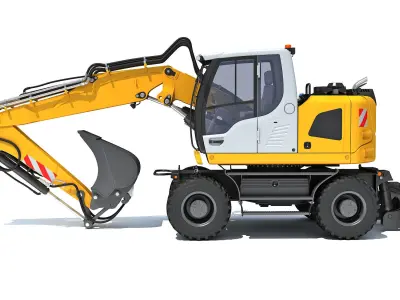 Construction Wheeled Excavator 3D model