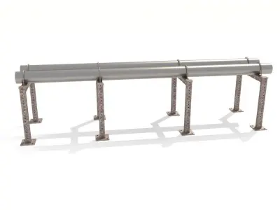 Heating network section Steam and hot water pipelines 3D model