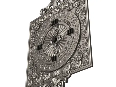 Classic Wall Clock 04 Chrome Low-poly 3D model