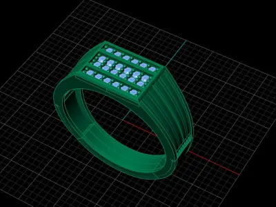 Print Ready STL 3DM  Gents Rings Diamond Men Ring  3D print model 230
