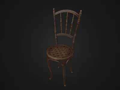 Old western style chair 03 Low-poly 3D model