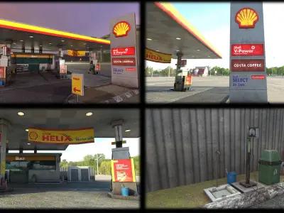 Shell Fuel Station Low-poly 3D model
