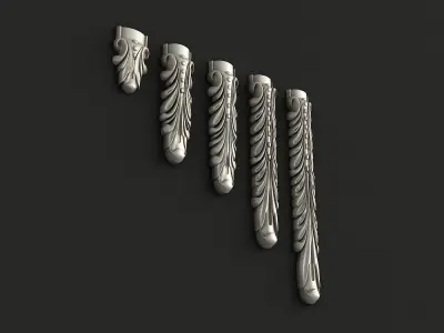 Carved decor vertical 3D model 3D model