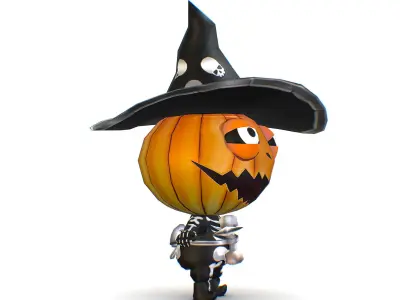 Halloween Pumpkin Fantasy Character Pet Wizard Low-poly 3D model