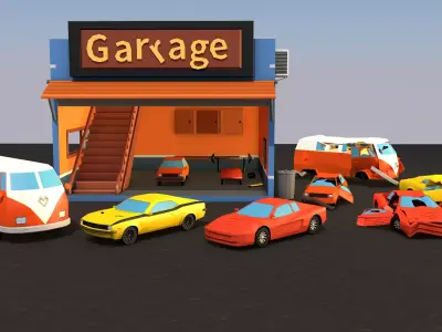 Garage Low-poly 3D model