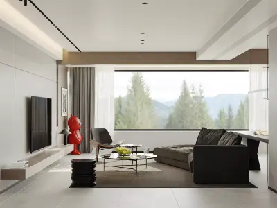 Modern living room dining room interior scenes 225 3D model