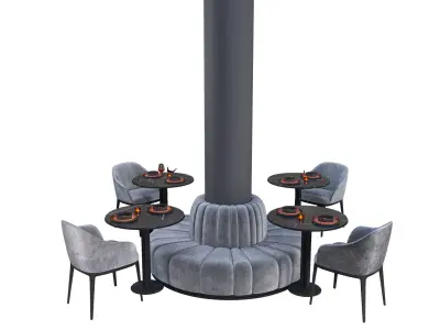 Round Column Sofa Set Serie part8 3D model