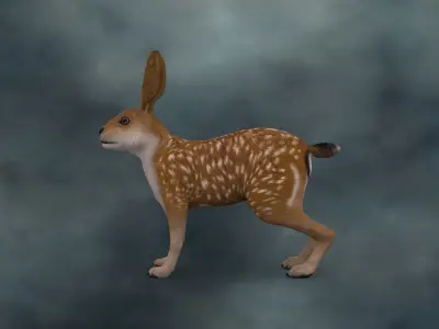 RABT-002 Rigged Rabbit Low-poly 3D model