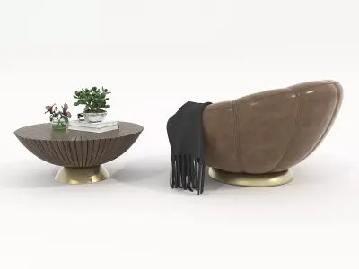 Modern Coffee Table and Armchair Set 78 3D model