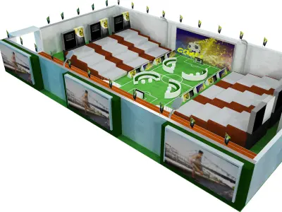 Soccer Football Goal Stadium Cafe Layout a542 3D model