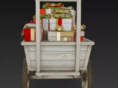 Christmas Gift Wagon 3D Model 3D model