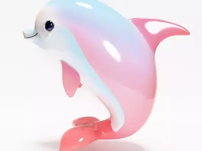 Pink Dolphin Chibi Kawaii Cute toy 3D print model