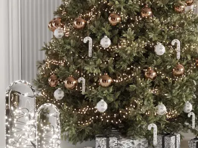 Christmas Tree and Decoration Set 008 Low-poly 3D model