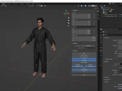 Man - Martial Uniform 1 - Modular - Rigged Low-poly 3D model