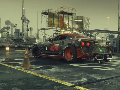 Cyberpunk Flanker-F C4d and Octane scene Low-poly 3D model