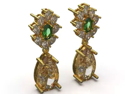 Earrings Emerald Teardrop a Symbol of Luxury Shine je0138 3D print model