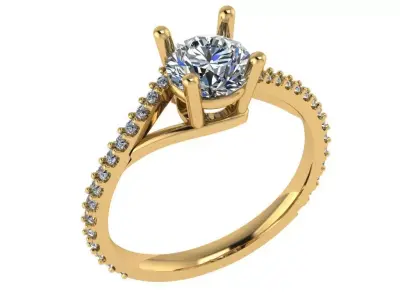 Round shape tension ring with pave setting along the shank 3D print model