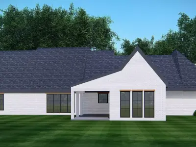 Ranch Farmhouse 3D Model  Classic American Country Home Exterior 3D model